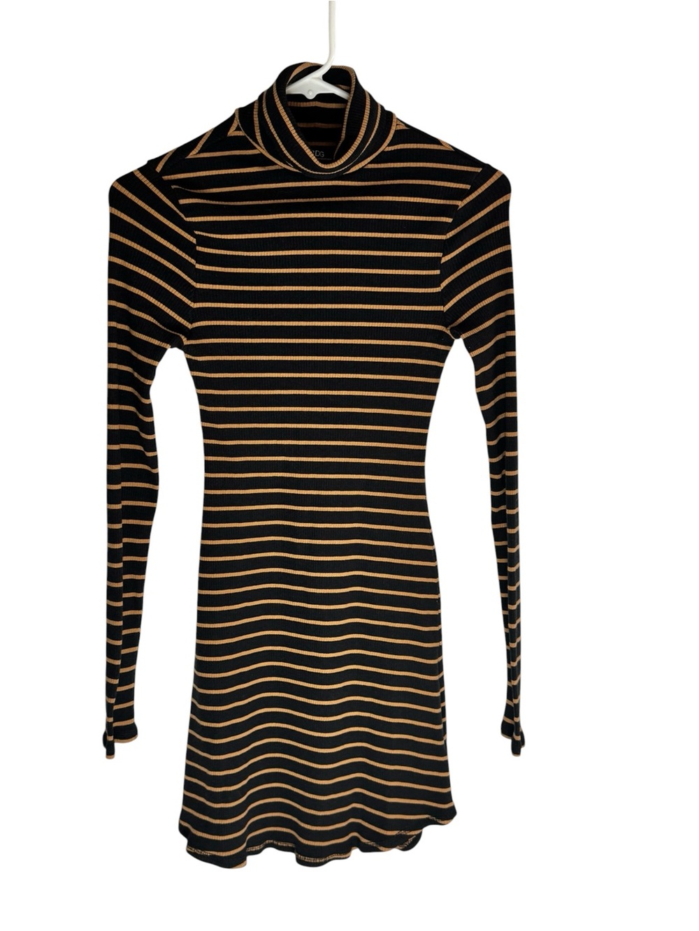 BDG Urban Outfitters Black and Tan Striped Turtleneck Dress - Size Medium